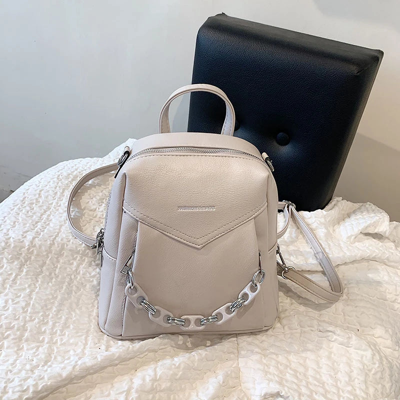 Casual School Women's Backpack Large Capacity PU Leather Women's Backpack