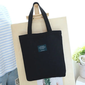 Casual Shoulder Bag Canvas Shopping Bag Zipper Reusable Bag