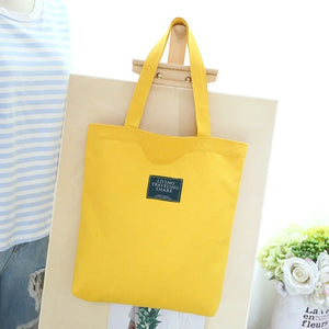 Casual Shoulder Bag Canvas Shopping Bag Zipper Reusable Bag