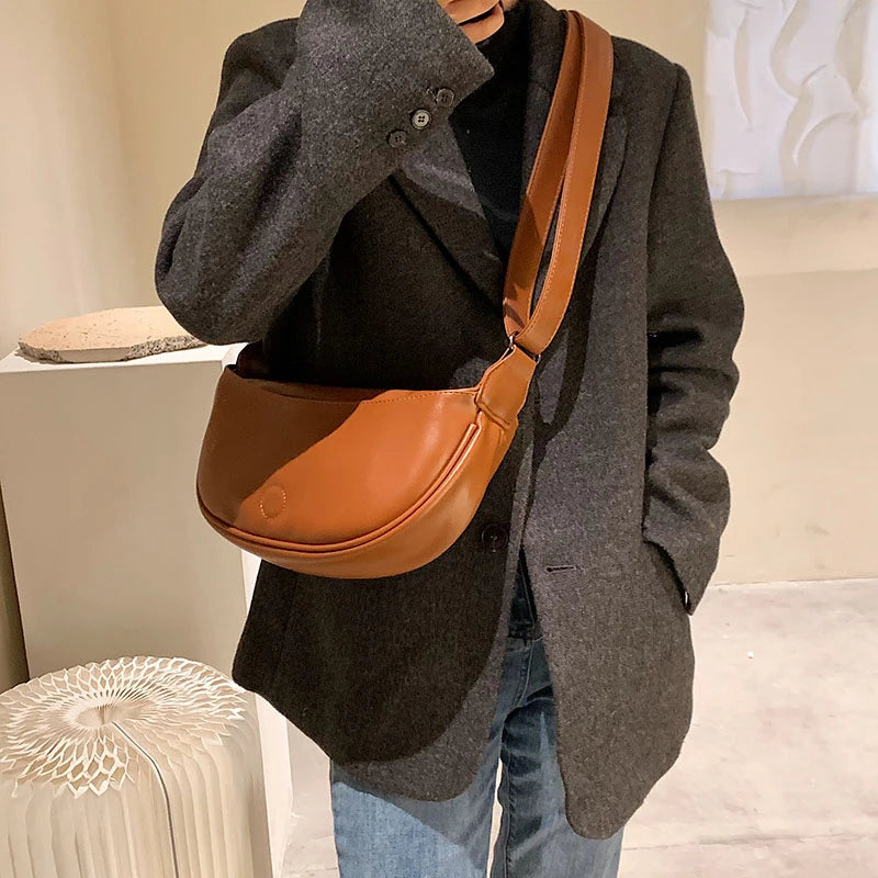 Casual Shoulder Bags For Women Adjustable Strap Hobo Bag Half Moon
