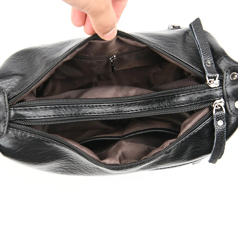 Casual Solid Color Shoulder Bag Women Messenger Handbag Zipper