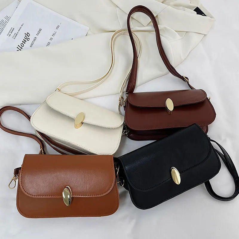 Soft Leather Shoulder Bag for Women Retro Crossbody Saddle Small Bag