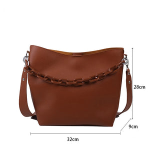 Casual Simply Buckets Pu Leather Shoulder Bag