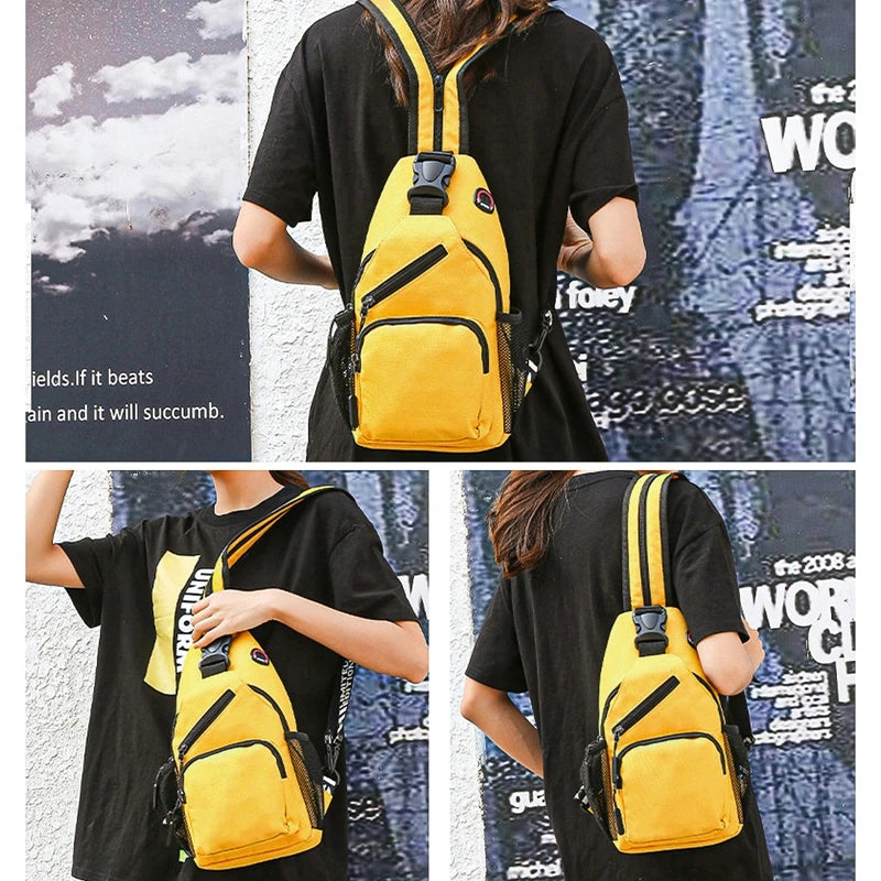 Casual Small Backpack Women Girls Chest Bag Earphone Hole Female Crossbody Pack