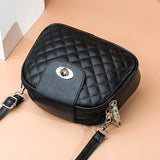 Casual Small Bag Shoulder Crossbody Bag Women's Pu Leather Diamond Round Bag