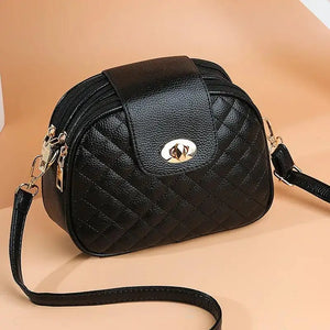Casual Small Bag Shoulder Crossbody Bag Women's Pu Leather Diamond Round Bag