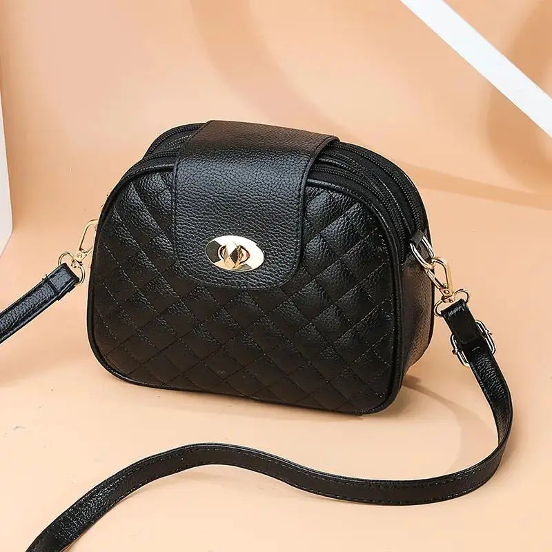 Casual Small Bag Shoulder Crossbody Bag Women's Pu Leather Diamond Round Bag