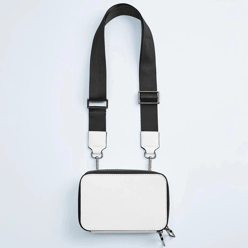 Casual Small Box Ladies Messenger Bag PU Leather Wide Shoulder Strap
