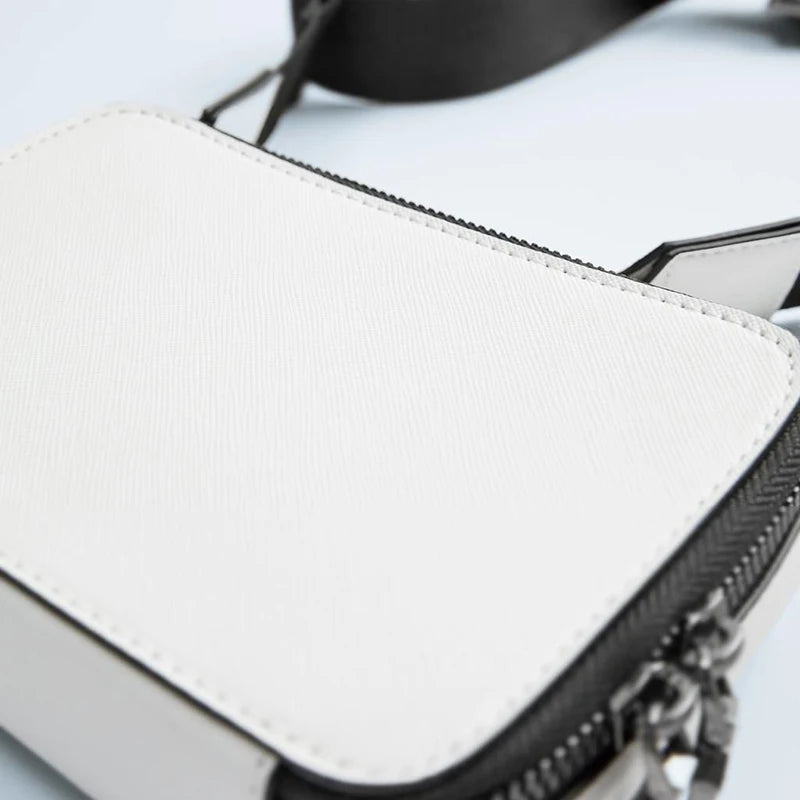 Casual Small Box Ladies Messenger Bag PU Leather Wide Shoulder Strap