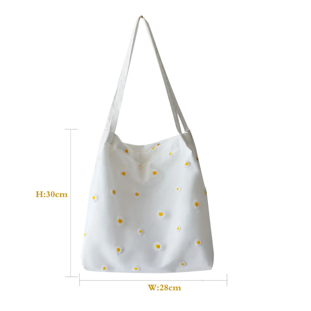 Casual Daisy Shoulder Bag Canvas Handbags Tote for Women