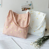 Casual Daisy Shoulder Bag Canvas Handbags Tote for Women