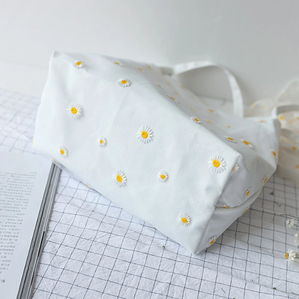 Casual Daisy Shoulder Bag Canvas Handbags Tote for Women