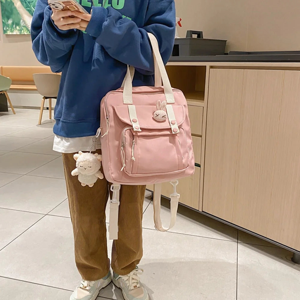Casual Small Fresh School Bag Solid Nylon Female Handbags for Women Backpack