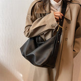 Casual Leather Shoulder Bag for Women High Capacity Handbag Solid Female