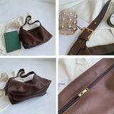 Casual Leather Shoulder Bag for Women High Capacity Handbag Solid Female