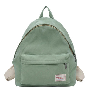 Casual Solid Appliques Knapsack Canvas Backpack Women Students