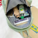 Casual Solid Appliques Knapsack Canvas Backpack Women Students