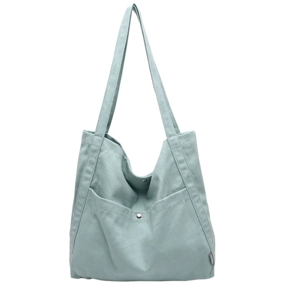 Casual Solid Canvas Shoulder Bags Large Capacity Female Tote Bag