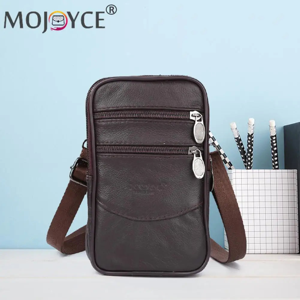 Casual Solid Crossbody Fanny Packs Men Leather Small Waist Bag Vintage
