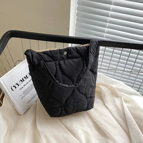 Casual Solid Women's Bucket Bags Soft Nylon High Capacity Female Shoulder Bags
