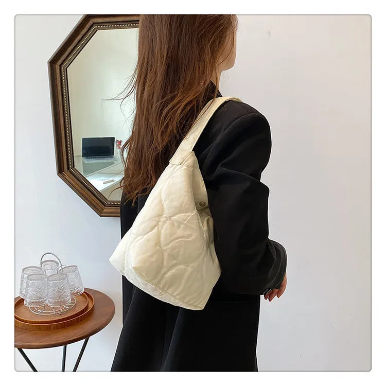 Casual Solid Women's Bucket Bags Soft Nylon High Capacity Female Shoulder Bags