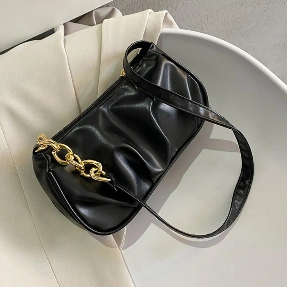 Casual Solid Underarm Shoulder Bag with Zipper Closure