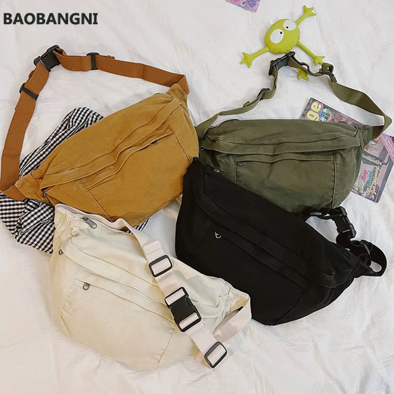Casual Solid Fanny pack Waist Bag Large capacity Unisex Crossbody Chest Bags