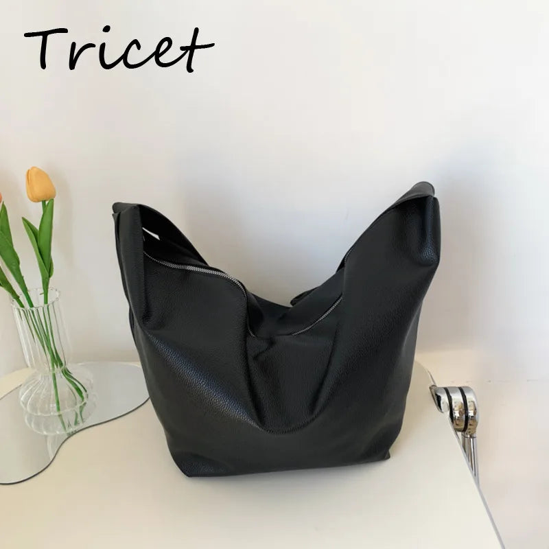 Casual Solid Crossbody Bag Large Capacity Soft Lady Shoulder Bag