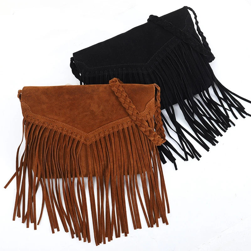 Casual Tassel Bag for Women Hip Hop Handbag Shoulder Bag Crossbody Bag