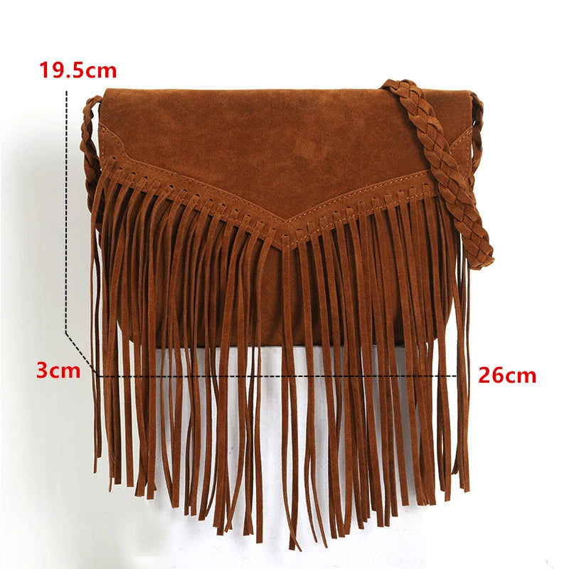 Casual Tassel Bag for Women Hip Hop Handbag Shoulder Bag Crossbody Bag