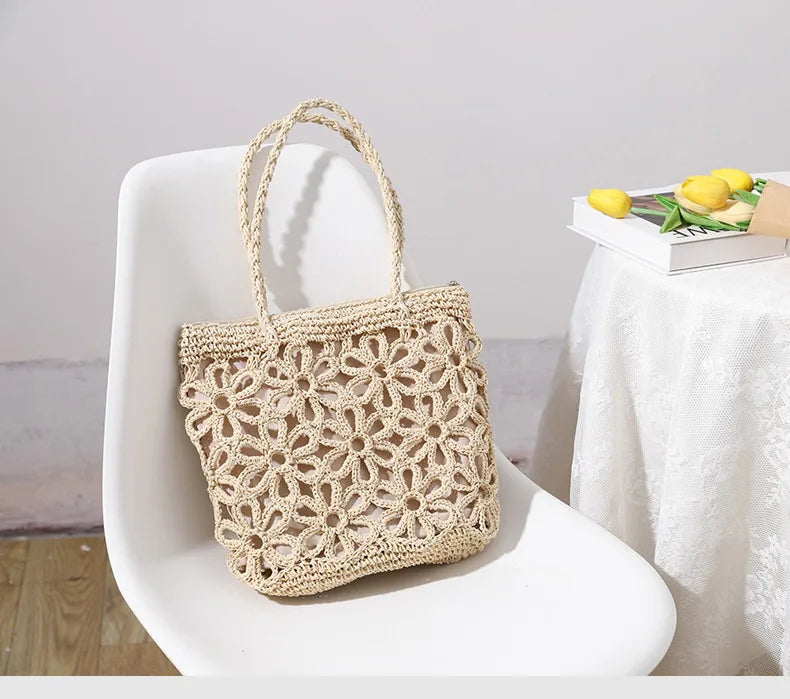 Casual Women Straw Woven Bag Shoulder Beach Rattan Handbag
