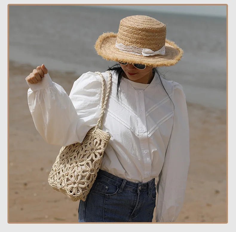 Casual Women Straw Woven Bag Shoulder Beach Rattan Handbag