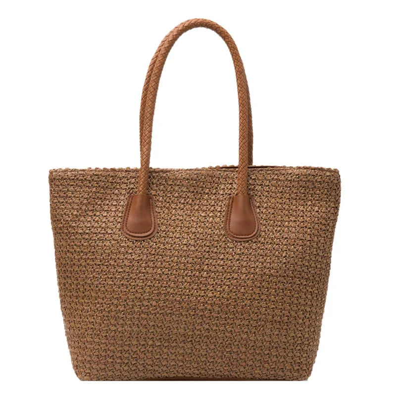 Casual Straw Shoulder Bag for Women Big Capacity Basket Beach Holiday Style