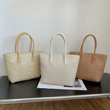 Casual Straw Shoulder Bag for Women Big Capacity Basket Beach Holiday Style
