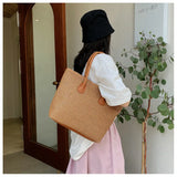 Casual Straw Shoulder Bag for Women Big Capacity Basket Beach Holiday Style
