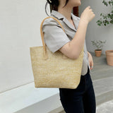 Casual Straw Shoulder Bag for Women Big Capacity Basket Beach Holiday Style