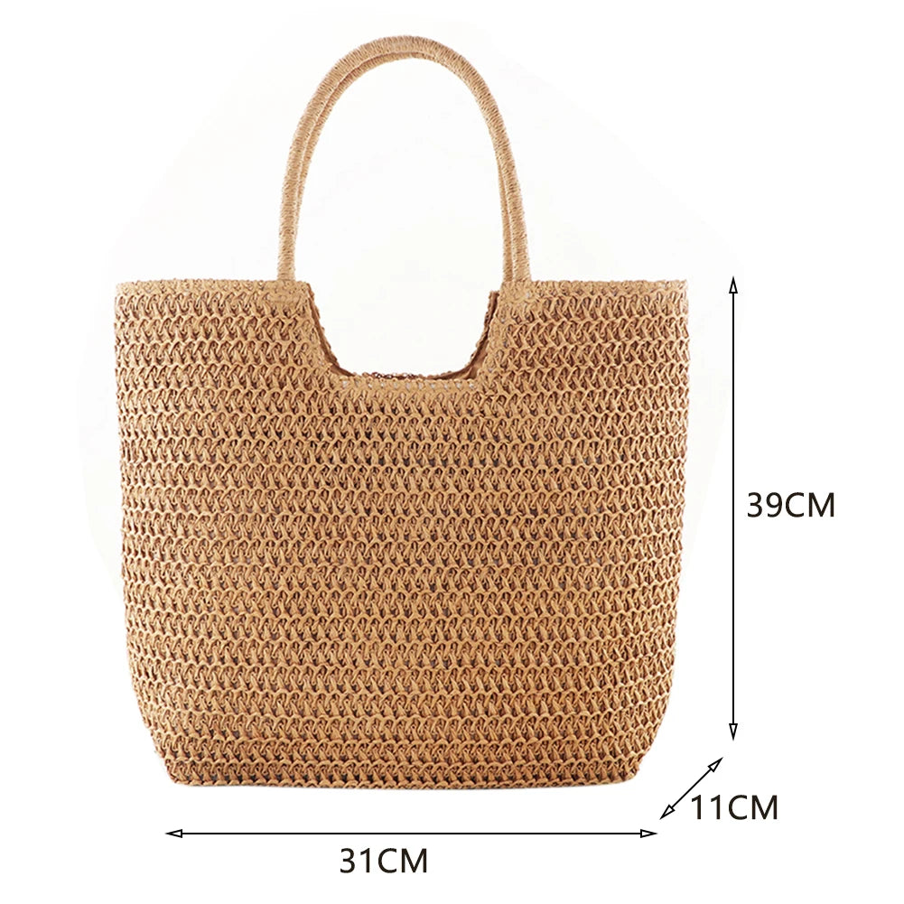Casual Straw Woven Handbags Summer Beach Women Shoulder Bags