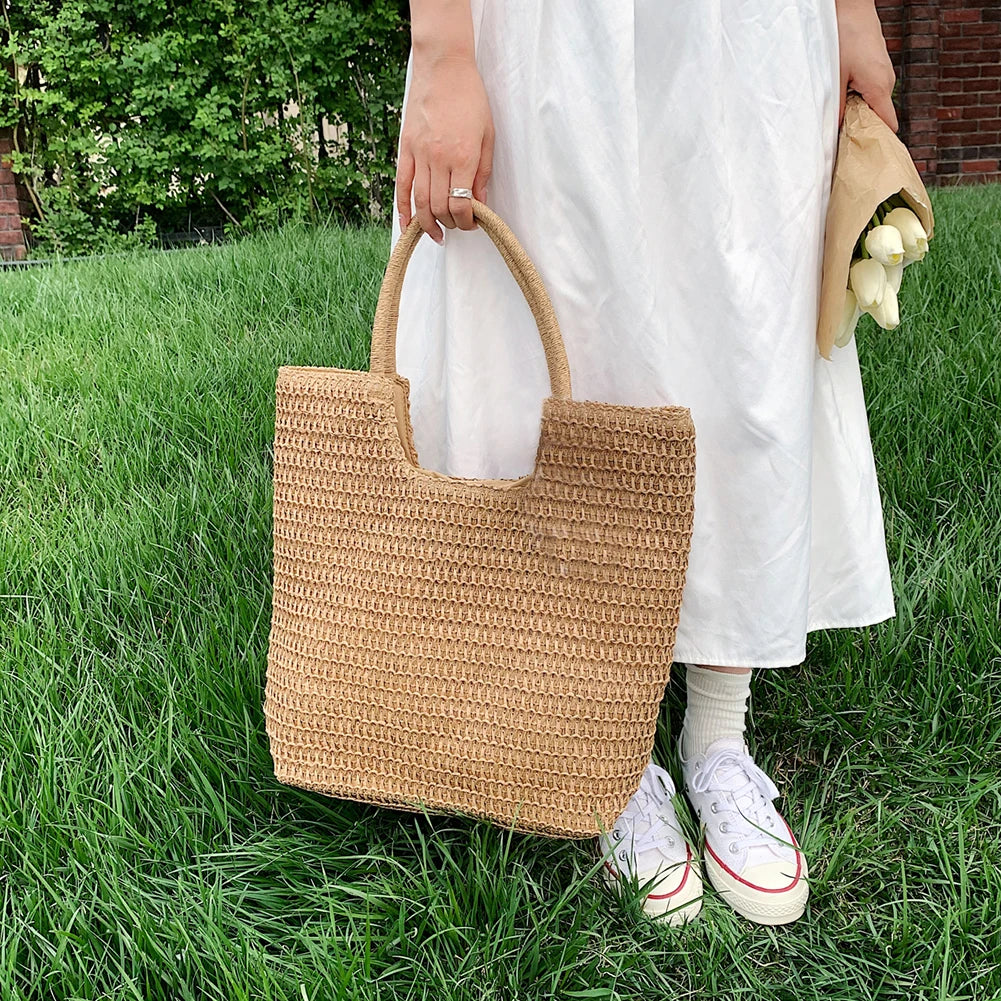 Casual Straw Woven Handbags Summer Beach Women Shoulder Bags