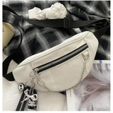 Casual Street Chest waist Bag Women canvas fanny pack Belt Pouch Chain Zipper