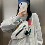 Casual Street Chest waist Bag Women canvas fanny pack Belt Pouch Chain Zipper