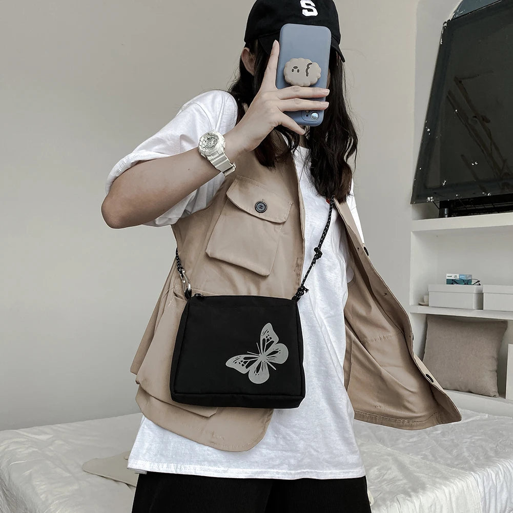 Reflective Butterfly Crossbody Bag Small Shoulder Handbag
