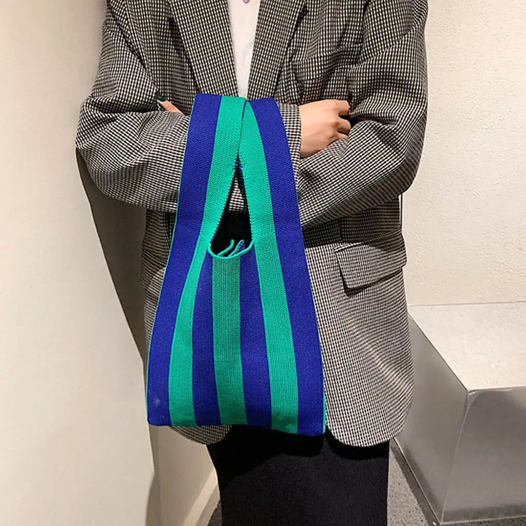 Casual Stripe Pattern Shoulder Bag Women Handbag