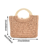 Casual Summer Straw Tote Bag Women Travel Handbag Lady Shoulder Beach Soild