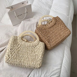 Casual Summer Straw Tote Bag Women Travel Handbag Lady Shoulder Beach Soild
