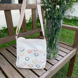 Casual Sweet Girls Mini Canvas Smiley Cross Body Bag