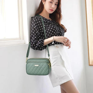 Casual Three Layer Shoulder Bag For Women Solid Crossbody Bag