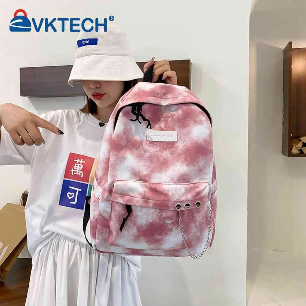 Tie Dye School Backpack Large Capacity Girls College Student Soft Bag