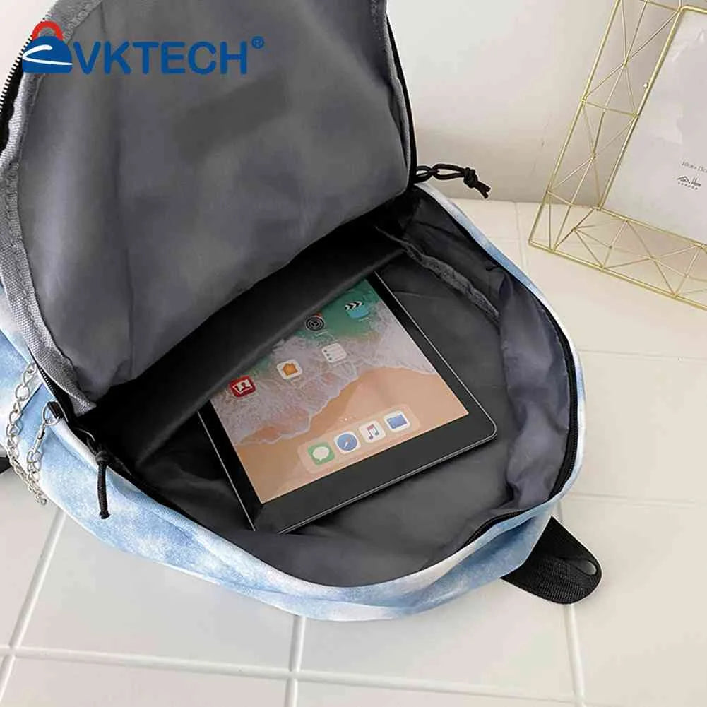 Tie Dye School Backpack Large Capacity Girls College Student Soft Bag