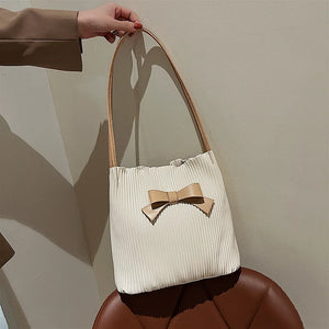 Casual Tote Bags Bowknot INS Women Shoulder Bags Bucket Middle Capacity