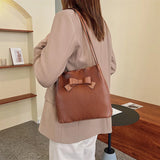 Casual Tote Bags Bowknot INS Women Shoulder Bags Bucket Middle Capacity